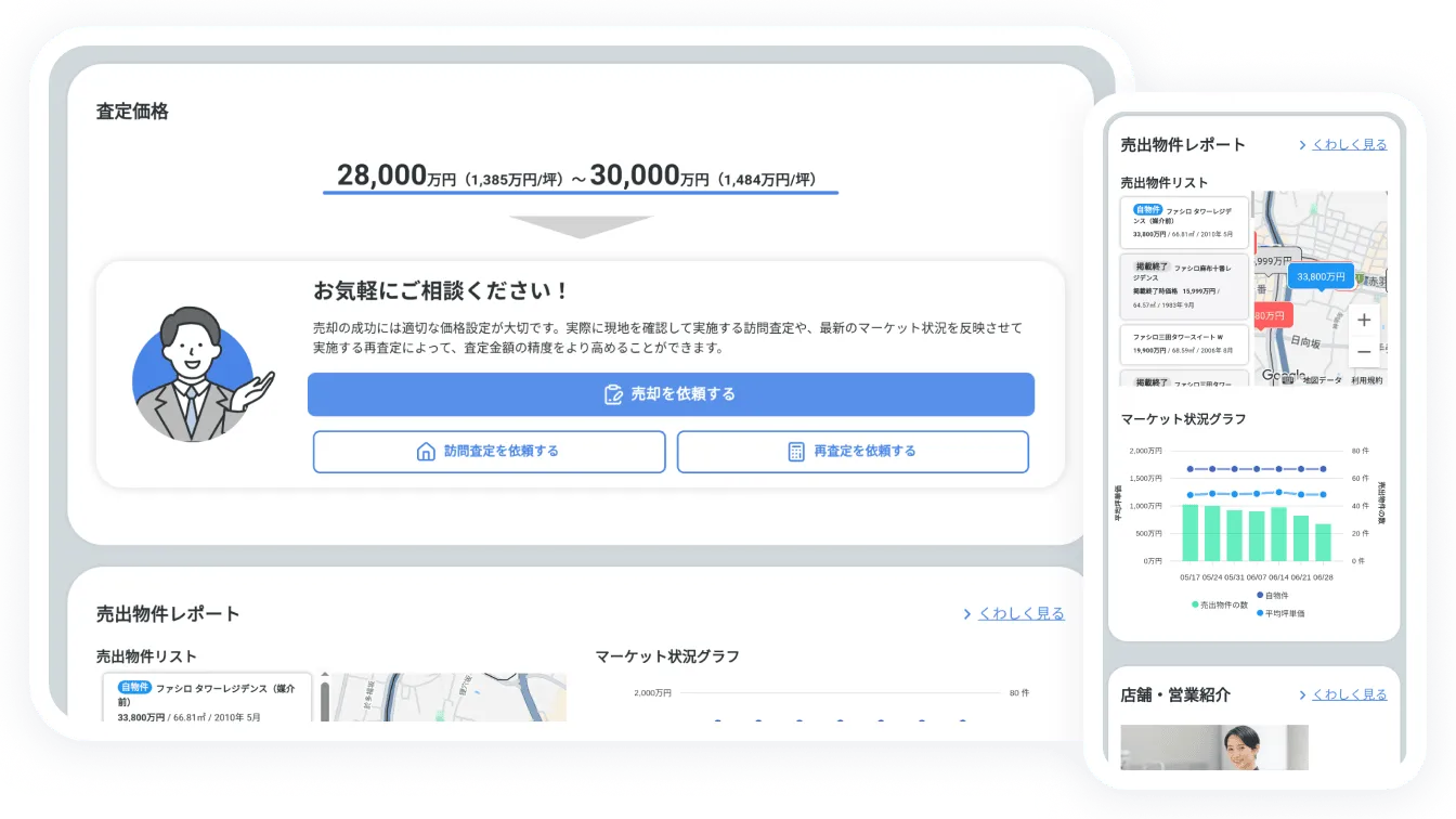 一括査定の段階での売主マイページ画面イメージ