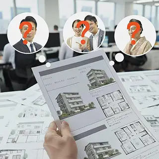 担当者ごとのやり方に依存し提案力にばらつきが出る様子の写真